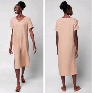 Faherty Dream Cotton Maggie Dress XS/S Nougat Gauze Midi NWT